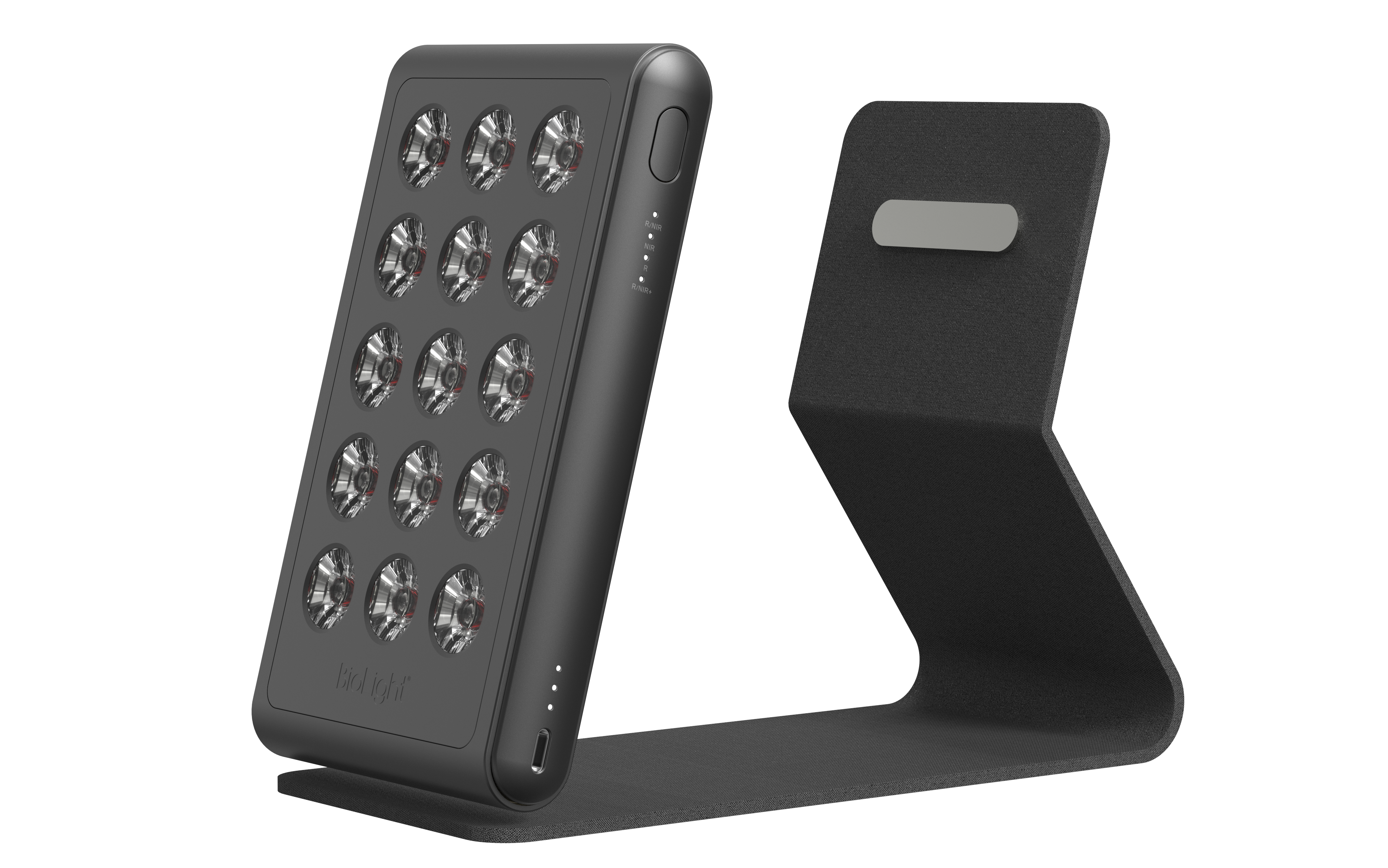 BioLight Shine device showing its specifications, emphasizing the optimal red and NIR light wavelengths.