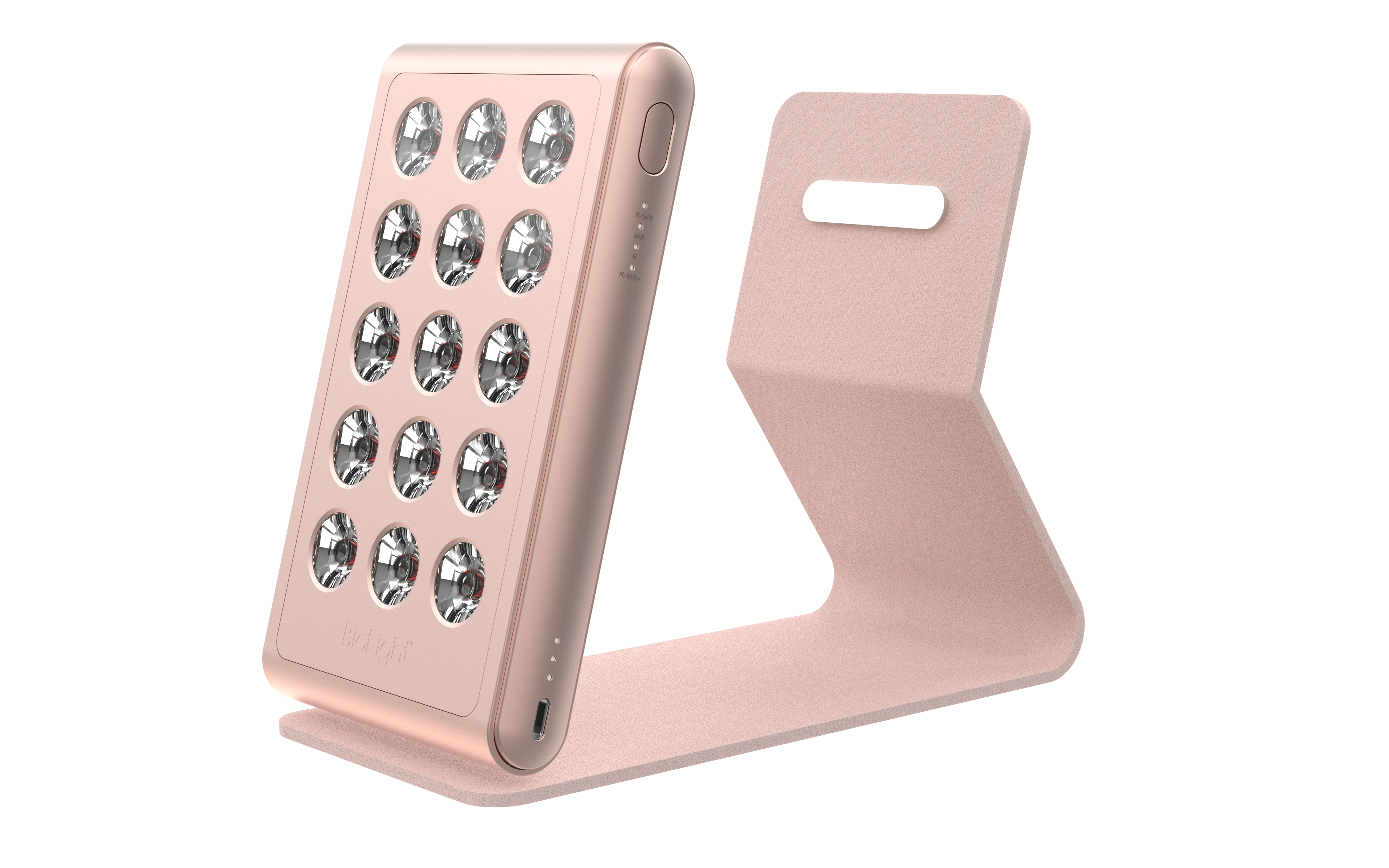 BioLight Shine with visual representation of different light settings, showcasing its versatility for various treatment modes.