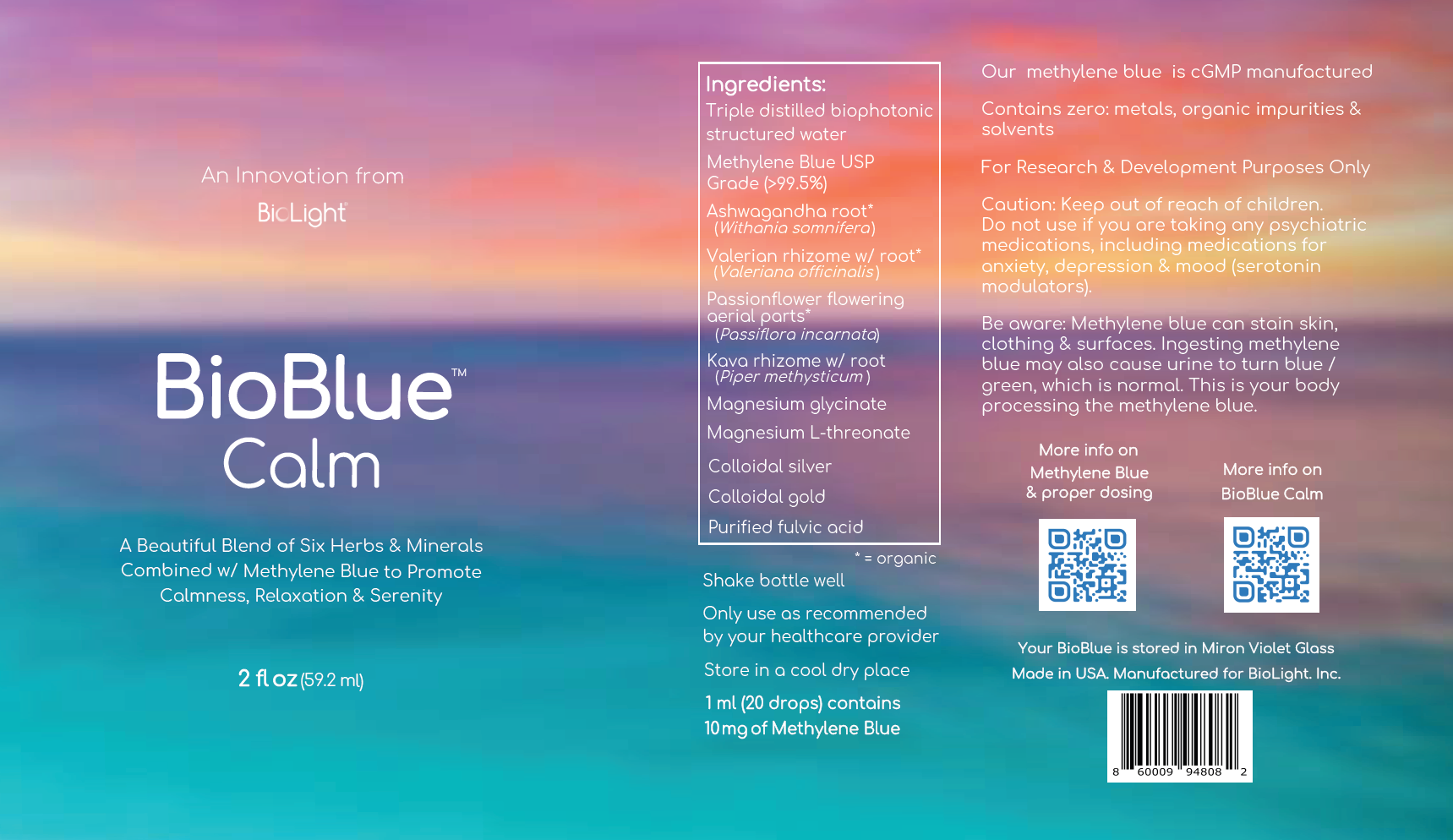 BioBlue Calm: Herbal Mixture with Methylene Blue for Brain & Nervous System Support
