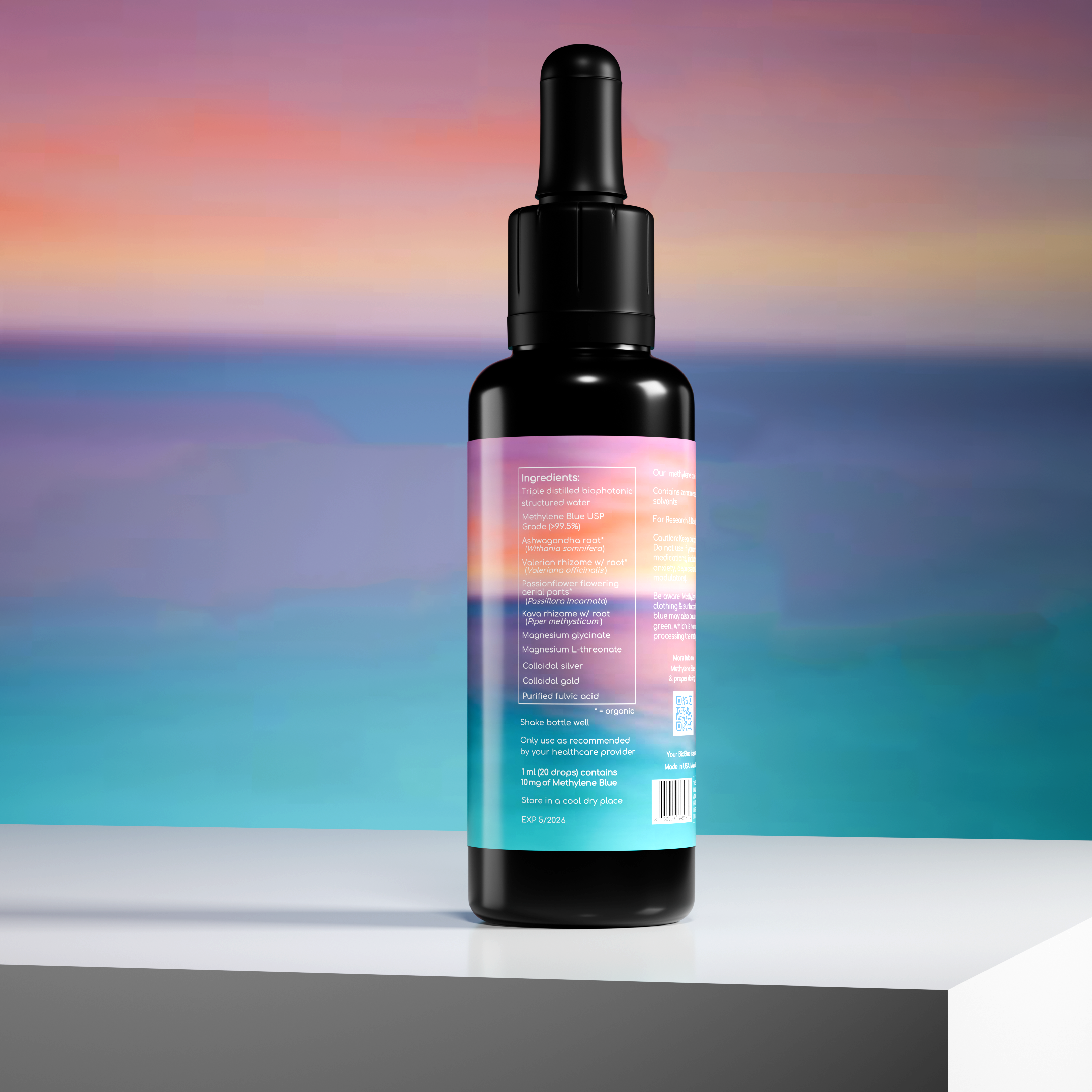 BioBlue Calm: Methylene Blue for Sleep & Relaxation with Calming Herbal Blend - USP Grade