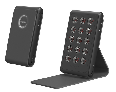 Aerial view of the BioLight Shine device, highlighting its modern aesthetics and user-friendly interface.