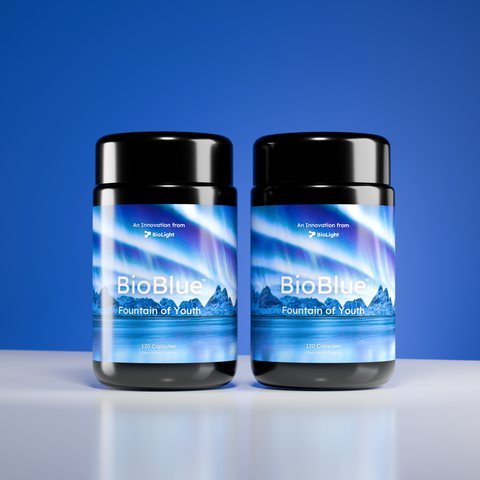 BioBlue Fountain of Youth Supplement | Mitochondrial Support with Methylene Blue & Mushrooms | Red Light Therapy Enhancer