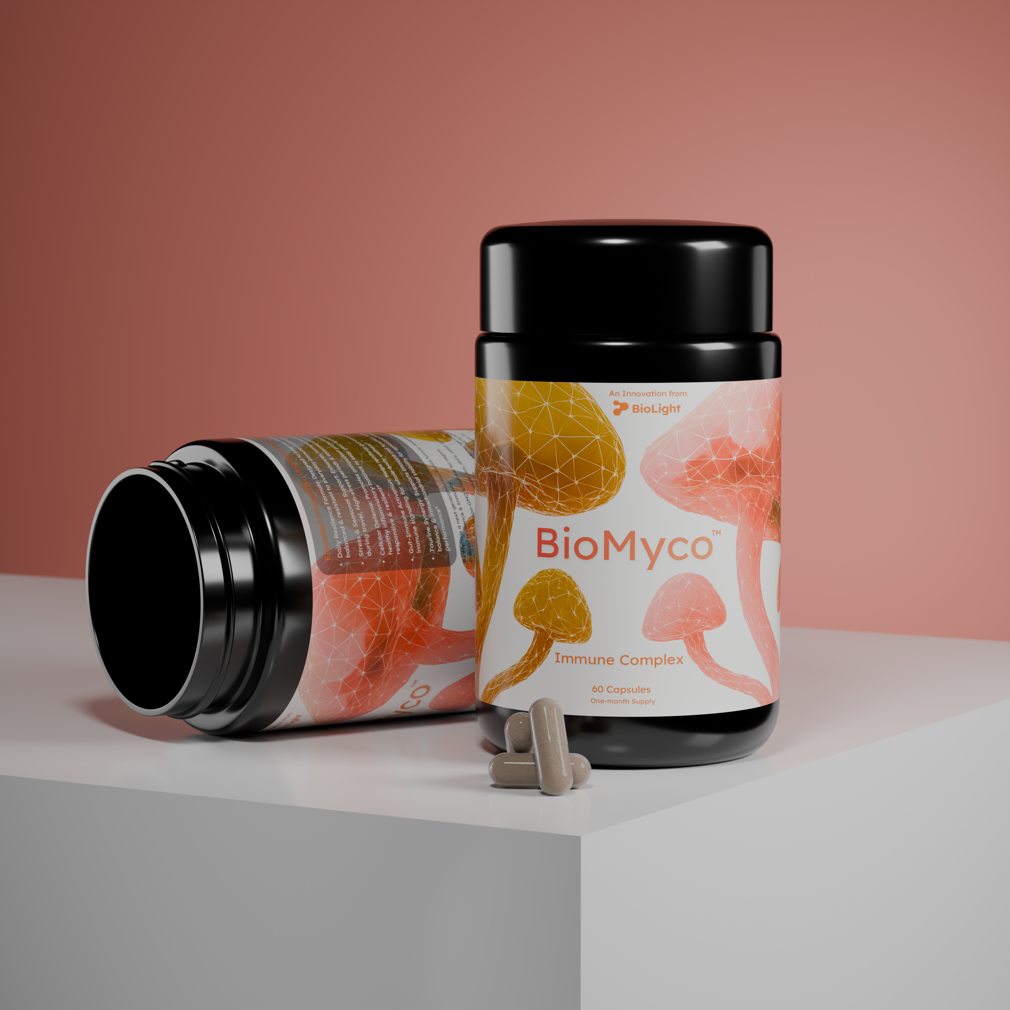 BioMyco Immune Complex | Organic Mushroom Blend for Immune Support | Chaga, Maitake, Reishi, Shiitake & Turkey Tail | 60 Capsules, 1-Month Supply