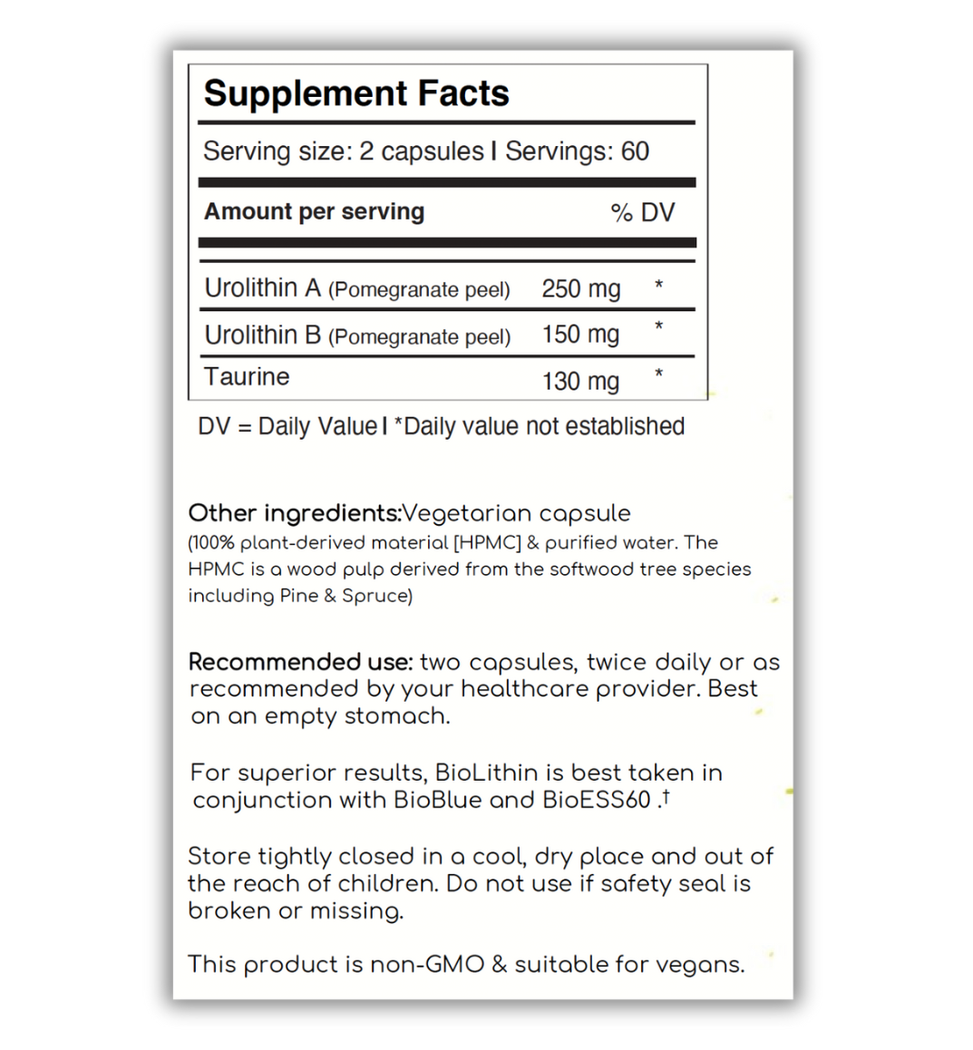 BioLithin: Urolithin A & B with Taurine for Optimal Mitochondrial Energy & Longevity Support