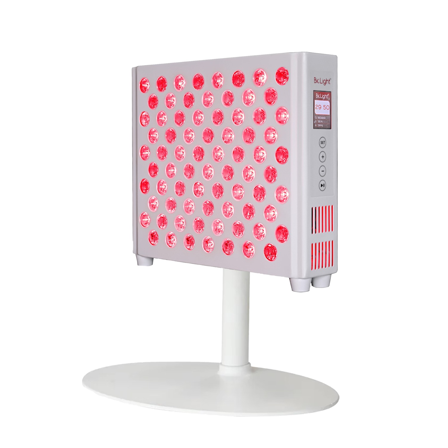 Close-up of the BioLight ReCharge panel showcasing its LED array designed for dual light therapy.