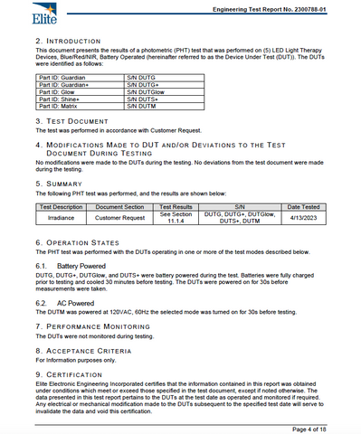 Highlighting the Glow device's dimensions and lightweight design by BioLight.