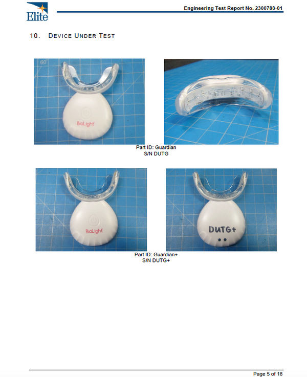 Graph showing improvement metrics recorded by users of the Guardian device by BioLight.