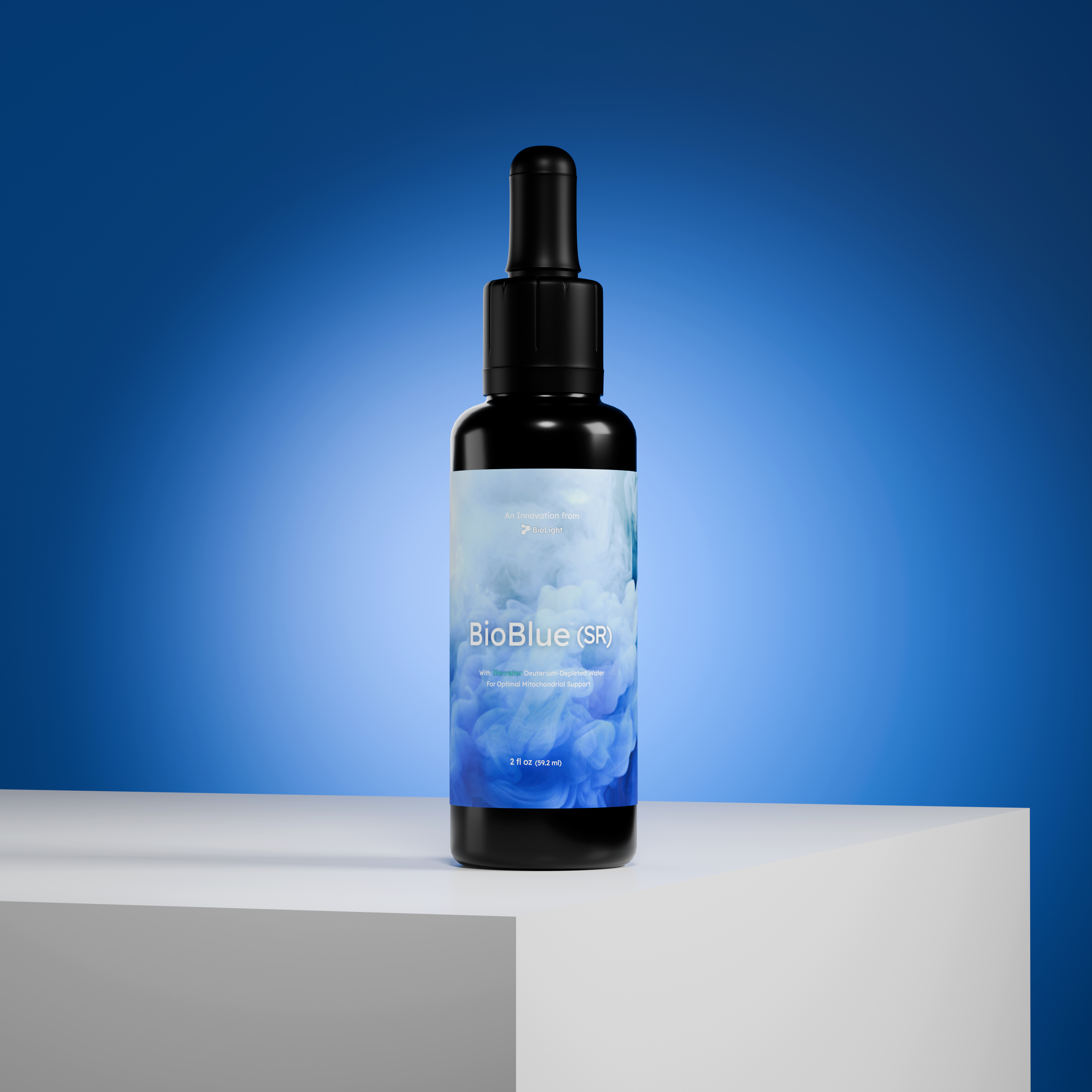 BioBlue (SR): 50/50 Blend | Sustained Release Mitochondrial Support | Made w/ Litewater Deuterium-Depleted Water | 1% Solution, USP Grade