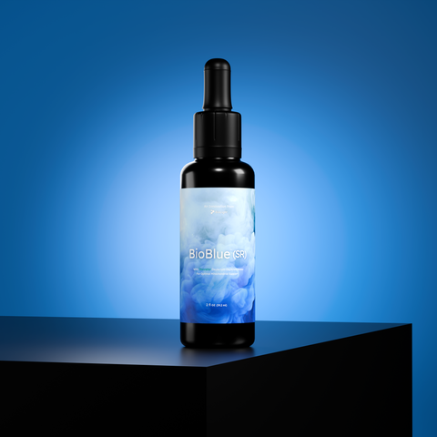 BioBlue (SR): 50/50 Blend | Sustained Release Mitochondrial Support | Made w/ Litewater Deuterium-Depleted Water | 1% Solution, USP Grade