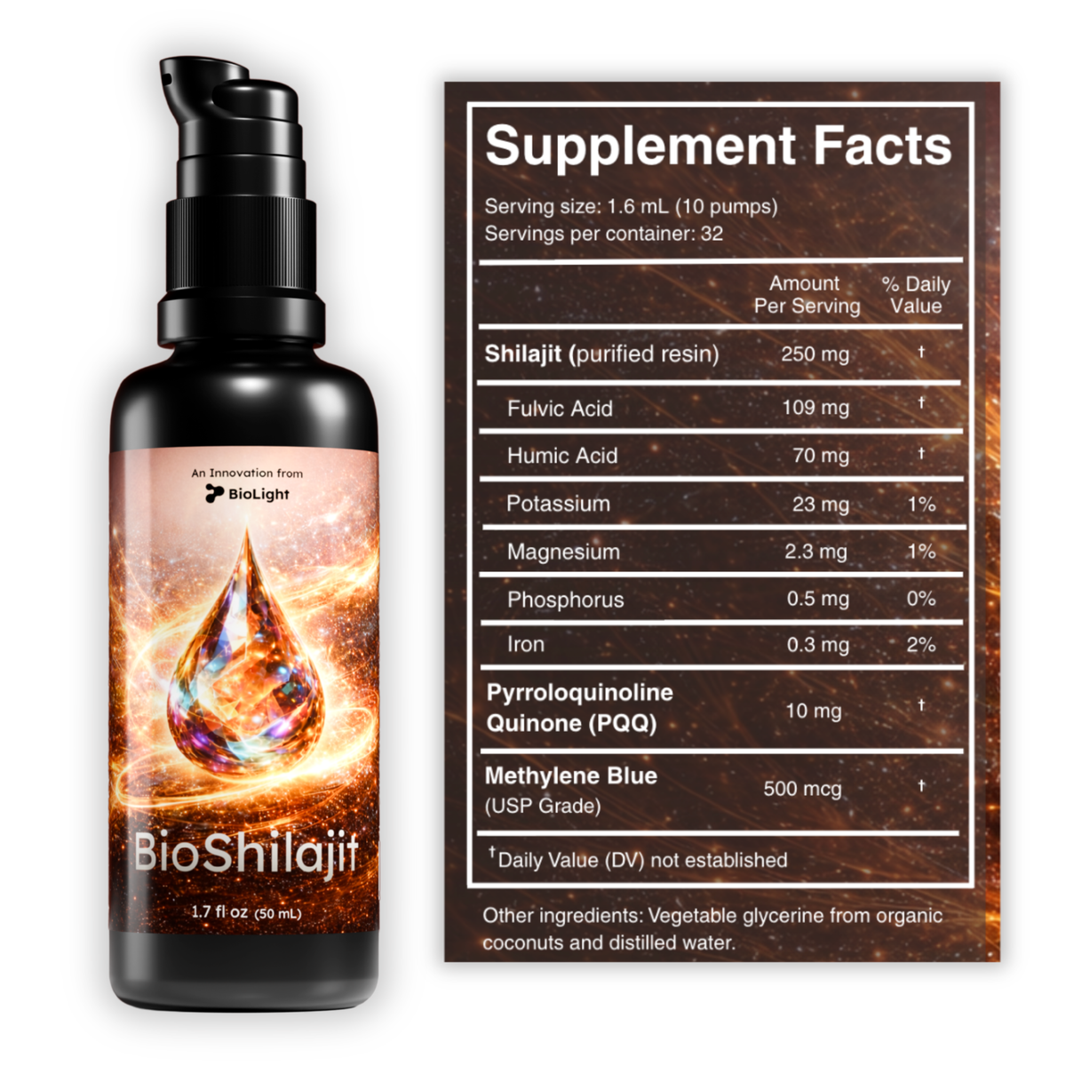 BioShilajit | Premium Liquid Shilajit + PQQ + Methylene Blue for Mitochondrial Support & Cellular Energy