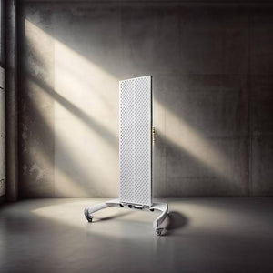 Image showing the ReJuvenate 63" x 17" Red & NIR Light Therapy Panel by BioLight, highlighting its sleek design and LED light settings.